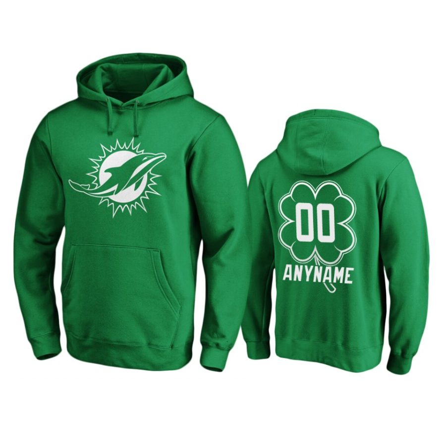 mens dolphins custom green st. patricks day white logo hoodie