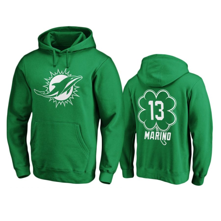 mens dolphins dan marino green st. patricks day white logo hoodie