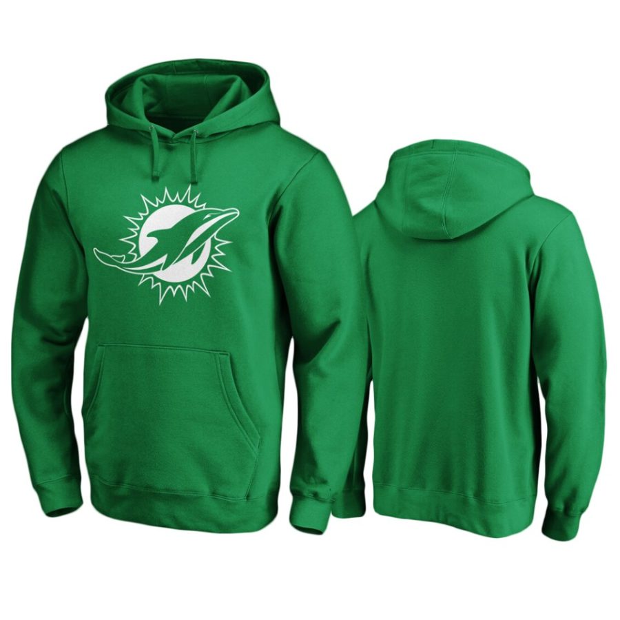 mens dolphins green st. patricks day white logo hoodie