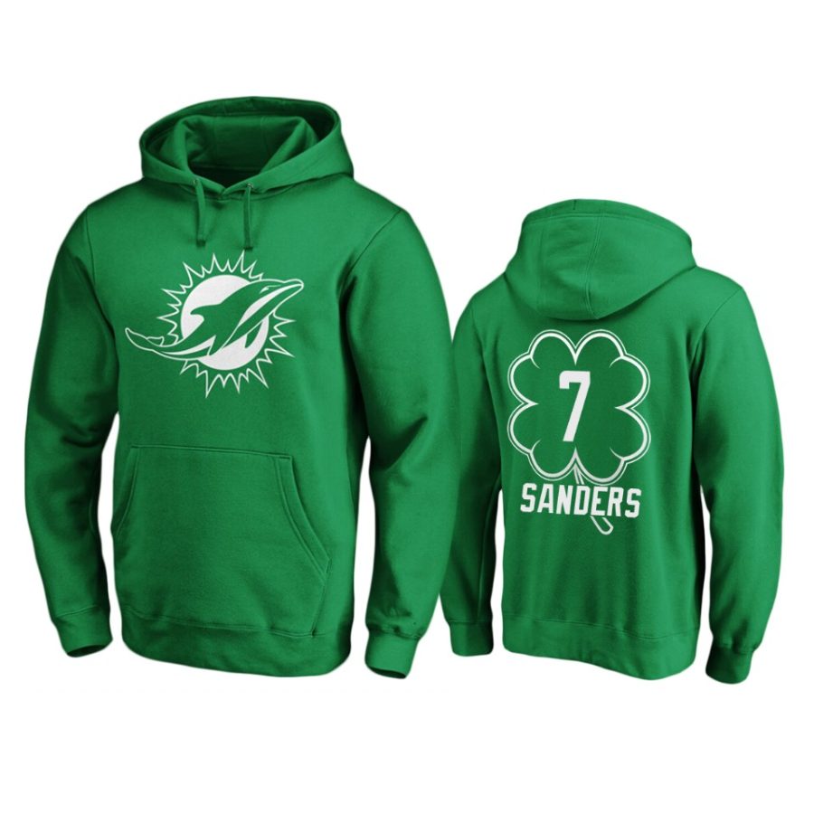 mens dolphins jason sanders green st. patricks day white logo hoodie