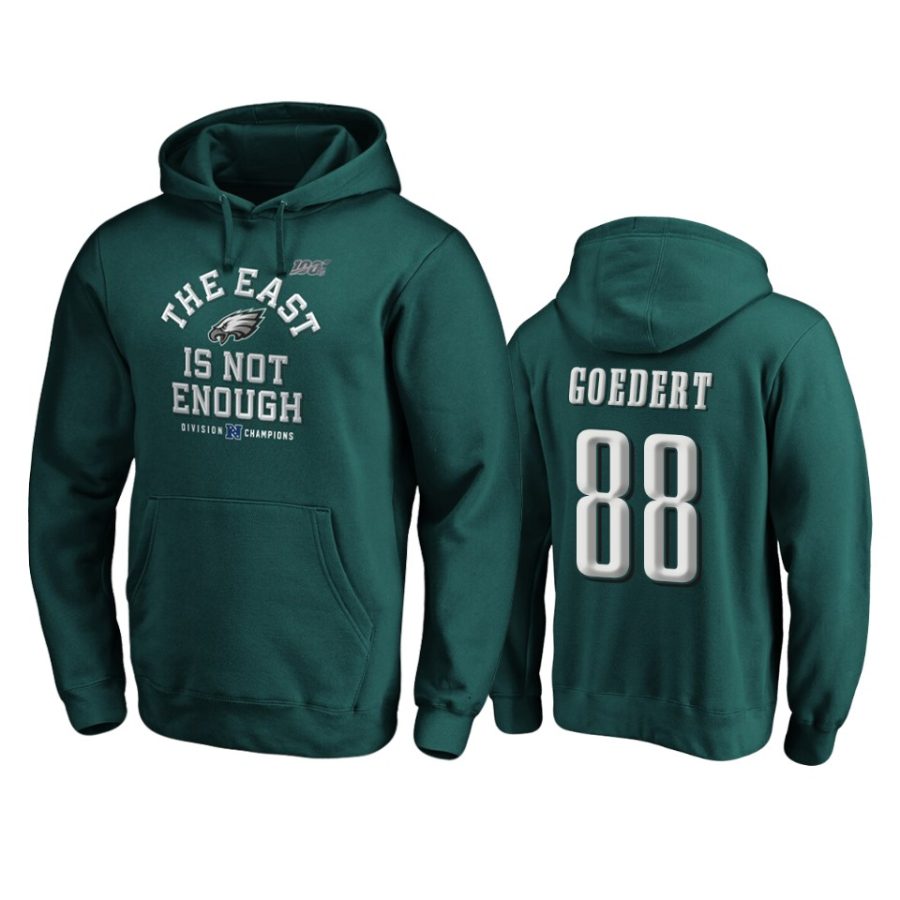 mens eagles dallas goedert midnight green 2019 nfc east division champions cover two pullover hoodie