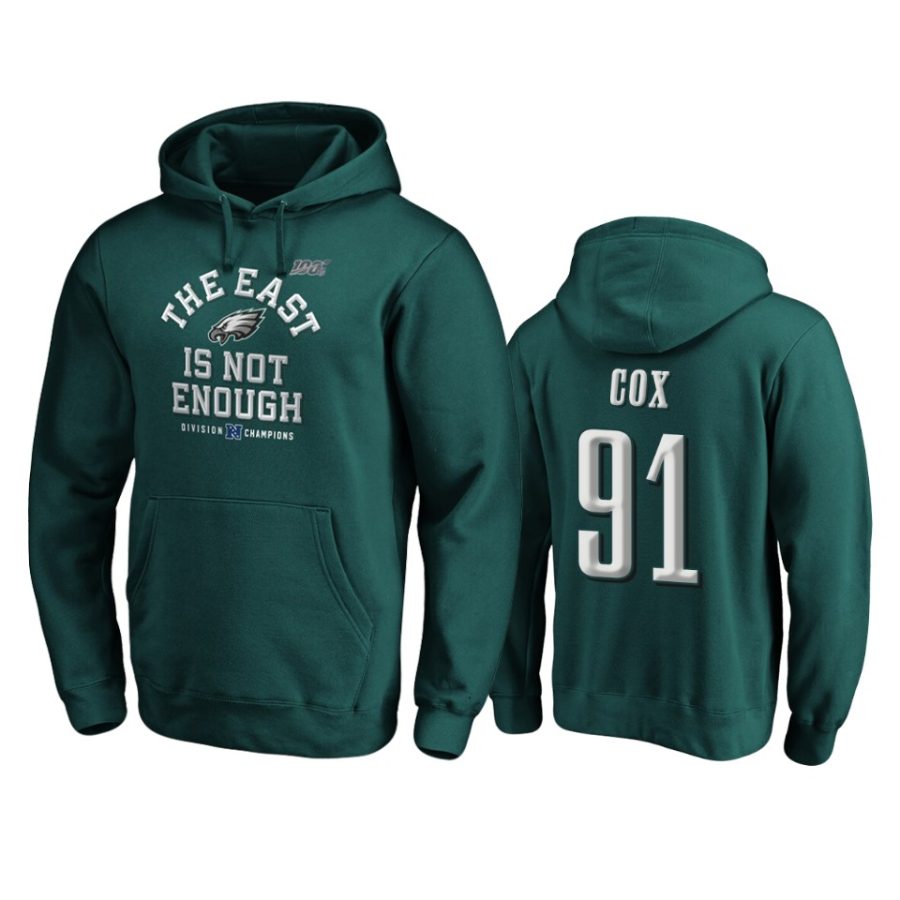 mens eagles fletcher cox midnight green 2019 nfc east division champions cover two pullover hoodie