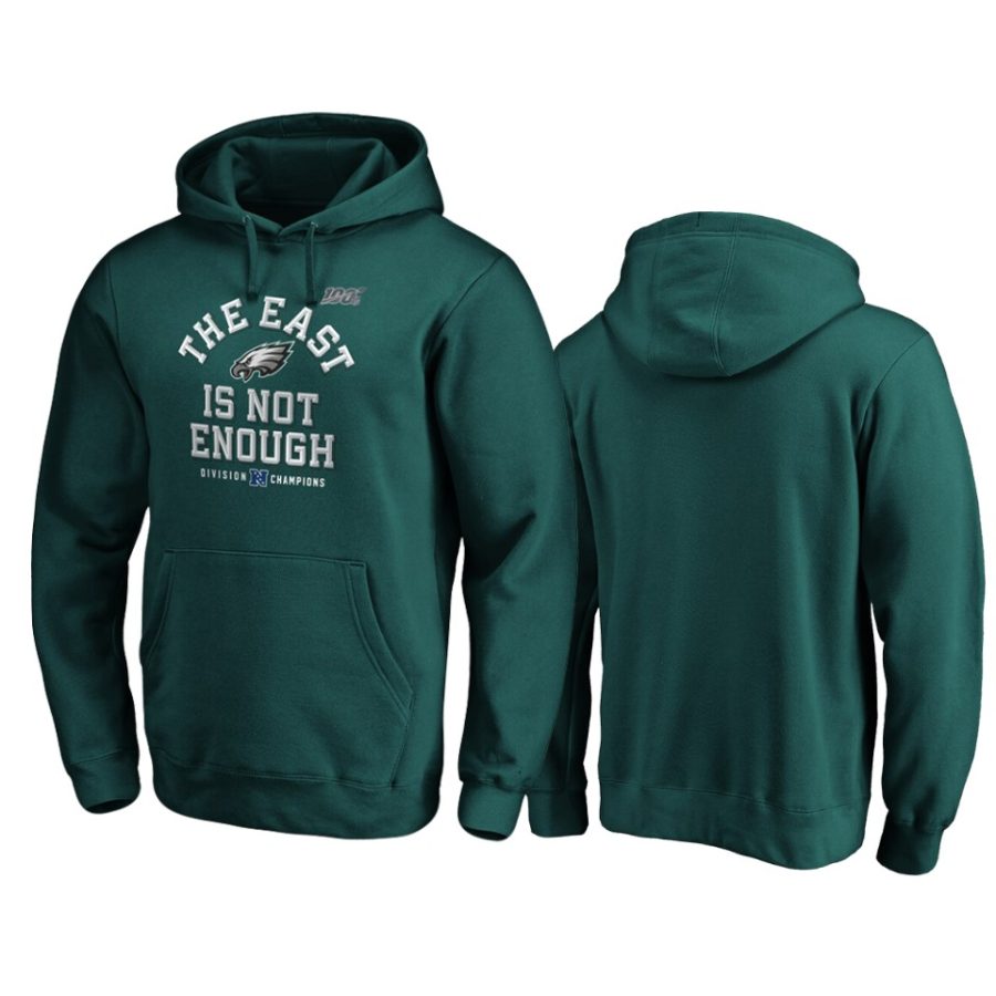 mens eagles midnight green 2019 nfc east division champions cover two pullover hoodie