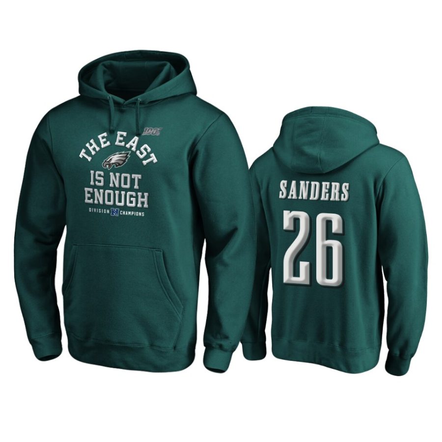 mens eagles miles sanders midnight green 2019 nfc east division champions cover two pullover hoodie