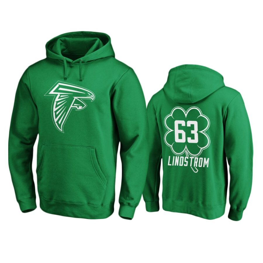 mens falcons chris lindstrom green st. patricks day white logo hoodie