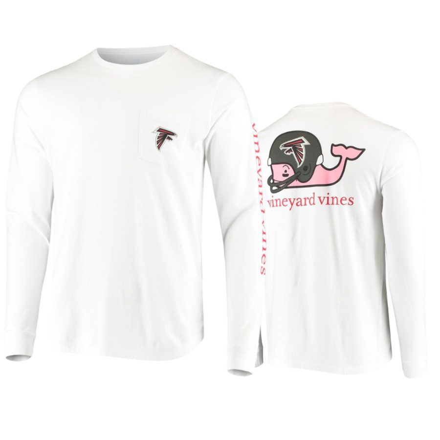 mens falcons white whale helmet long sleeve t shirt