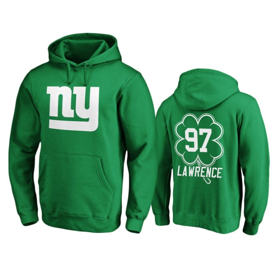 mens giants dexter lawrence green st. patricks day white logo hoodie