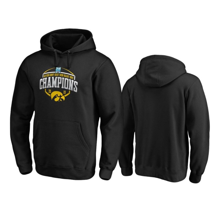 mens iowa hawkeyes 2019 holiday bowl champions black corner fanatics branded hoodie