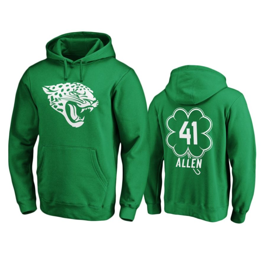 mens jaguars josh allen green st. patricks day white logo hoodie