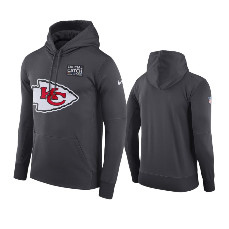 mens kansas city chiefs anthracite crucial catch performance hoodie