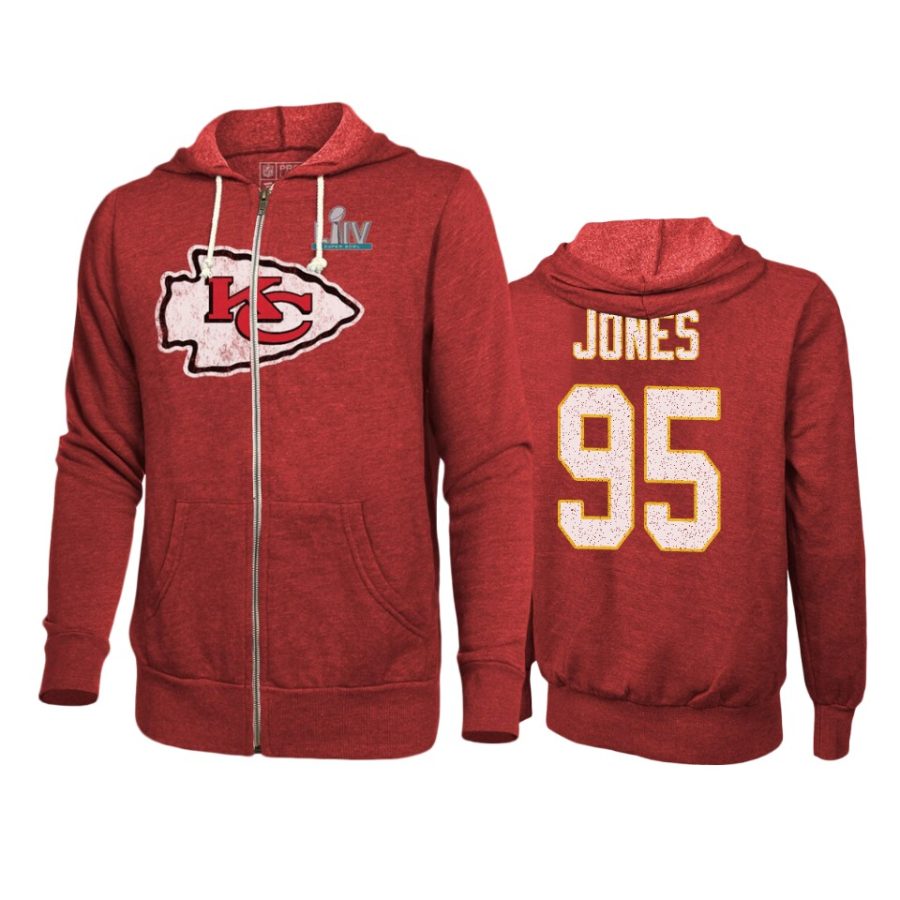 mens kansas city chiefs chris jones red super bowl liv full zip hoodie