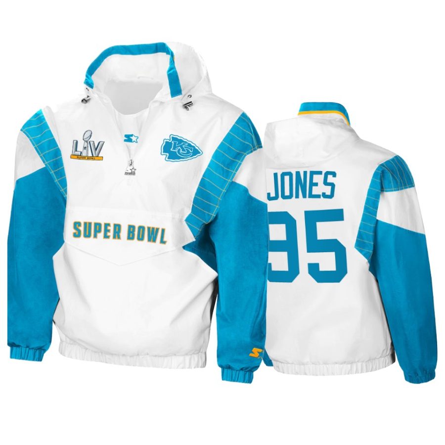 mens kansas city chiefs chris jones white teal super bowl lv crinkle hoodie