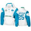 mens kansas city chiefs clyde edwards helaire white teal super bowl lv crinkle hoodie