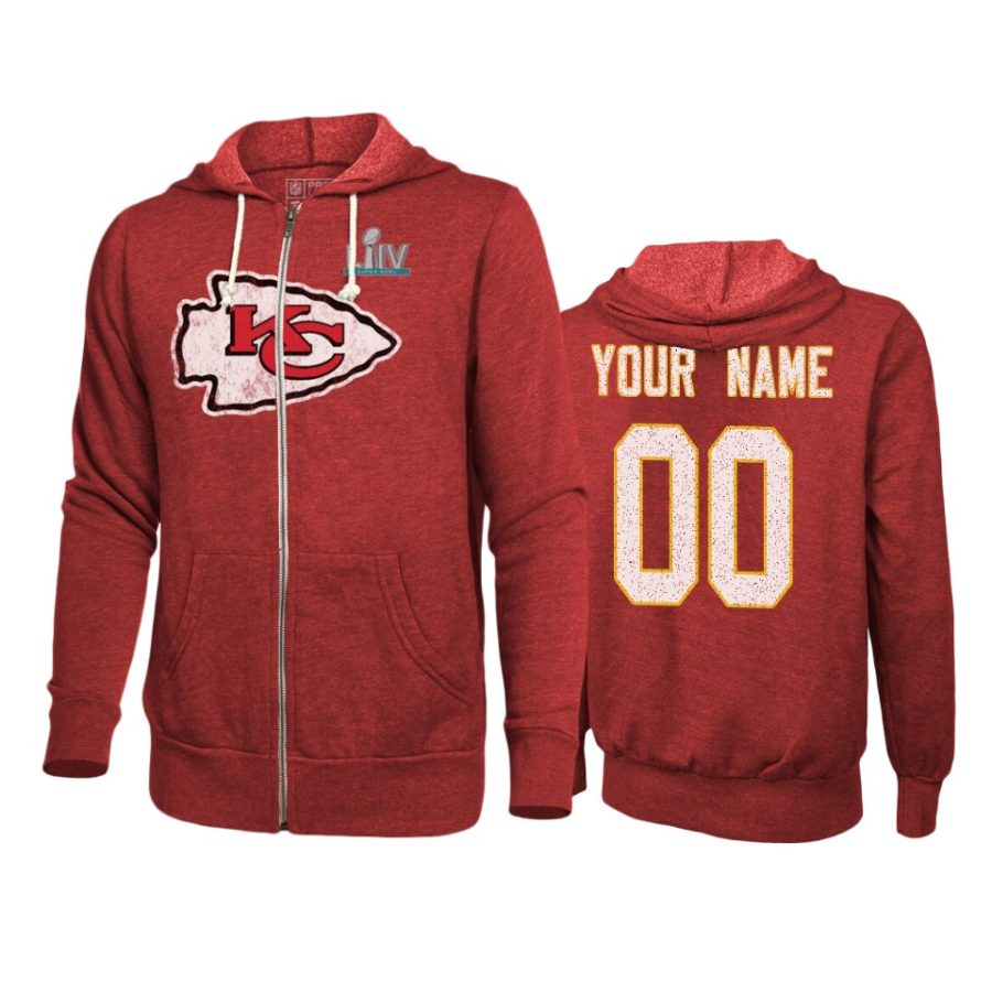 mens kansas city chiefs custom red super bowl liv full zip hoodie