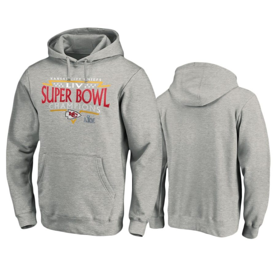 mens kansas city chiefs heather gray super bowl liv champions neutral zone hoodie