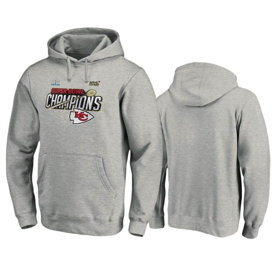 mens kansas city chiefs heather gray super bowl liv champions trophy collection locker room hoodie