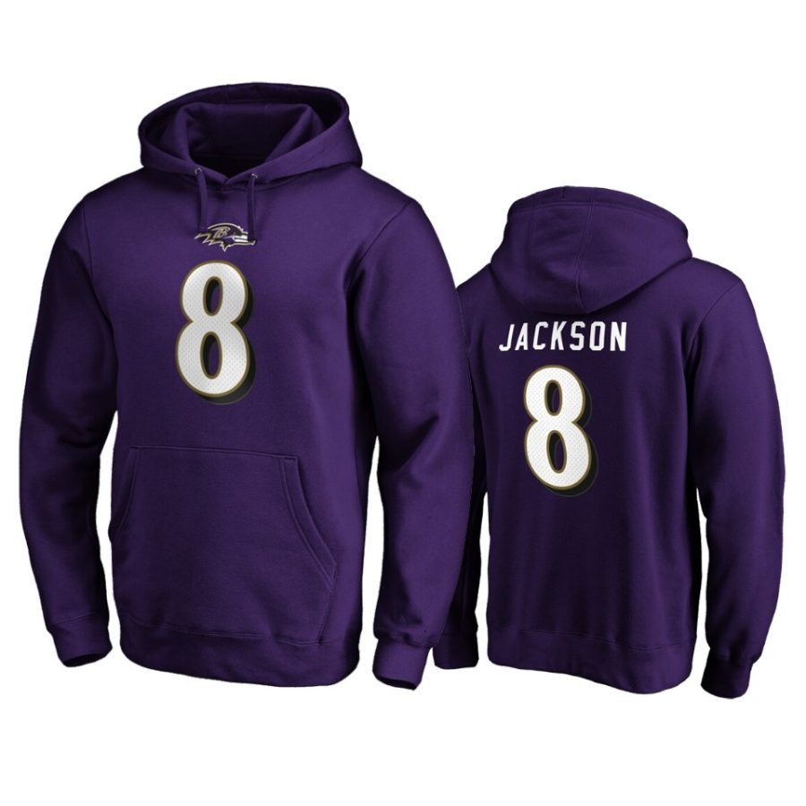 mens lamar jackson ravens purple authentic stack hoodie