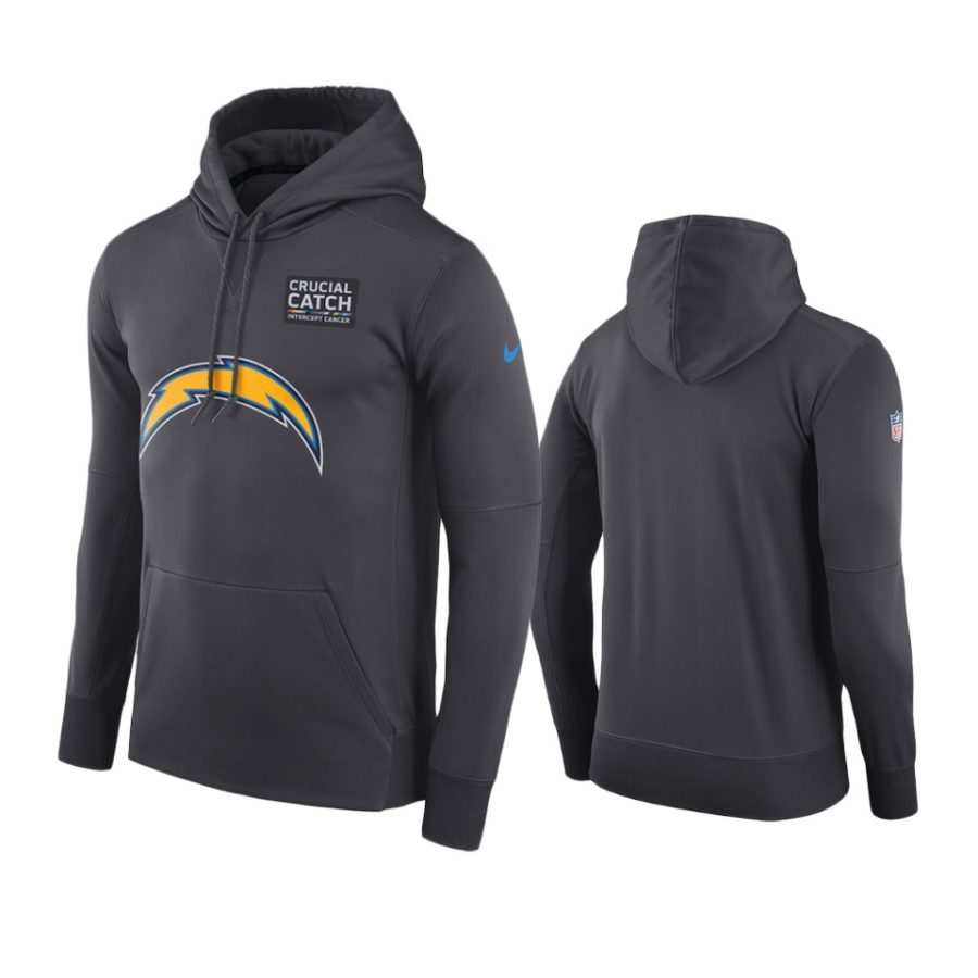 mens los angeles chargers anthracite crucial catch performance hoodie