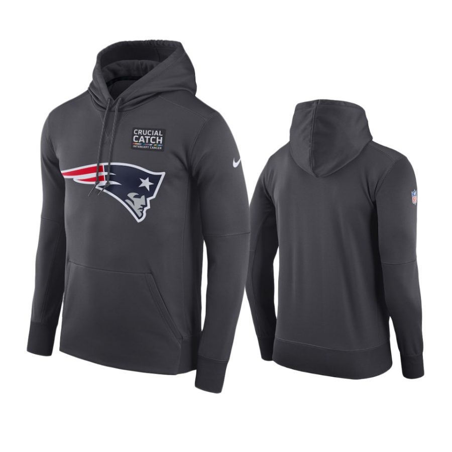 mens new england patriots anthracite crucial catch performance hoodie