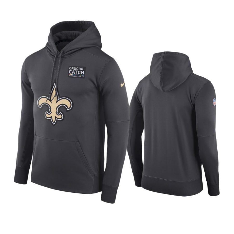 mens new orleans saints anthracite crucial catch performance hoodie