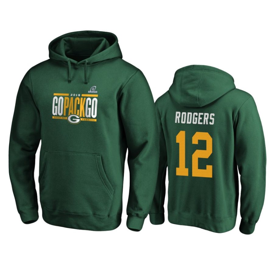 mens packers aaron rodgers green 2019 nfl playoffs hometown checkdown pullover hoodie