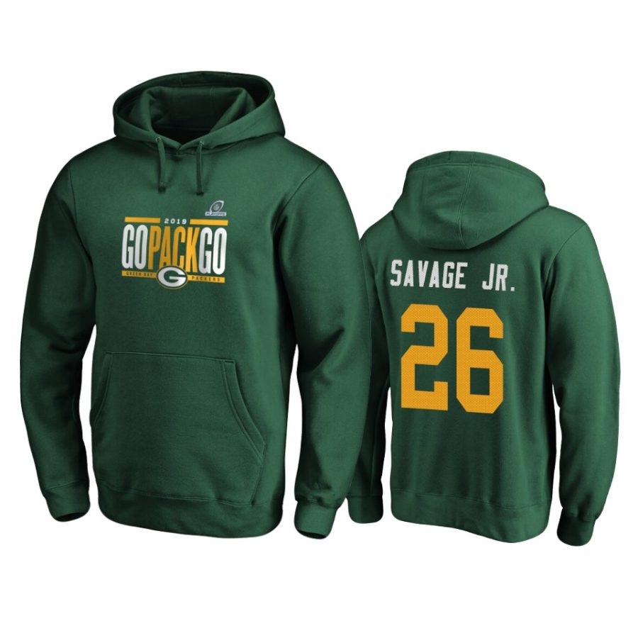 mens packers darnell savage jr. green 2019 nfl playoffs hometown checkdown pullover hoodie