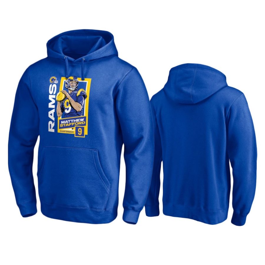 mens rams matthew stafford player graphic royal hoodie