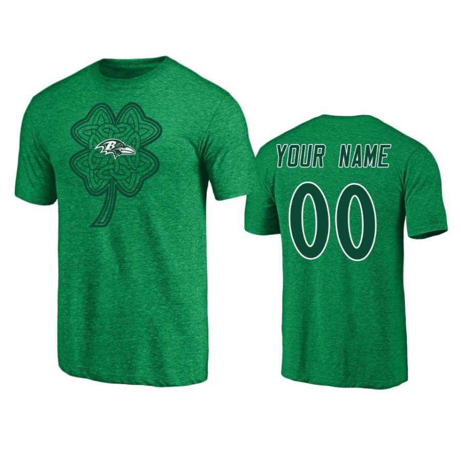 mens ravens custom heathered kelly green st. patricks day paddys pride t shirt