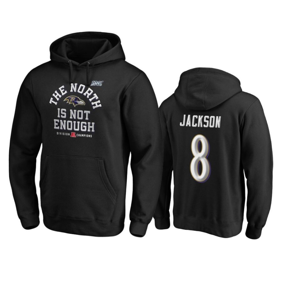 mens ravens lamar jackson black 2019 afc north division champions cover two pullover hoodie