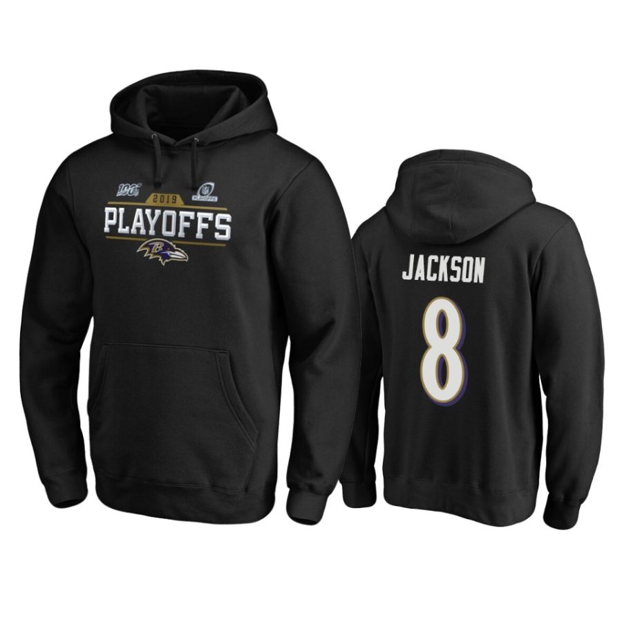 mens ravens lamar jackson black 2019 nfl playoffs bound chip shot pullover hoodie