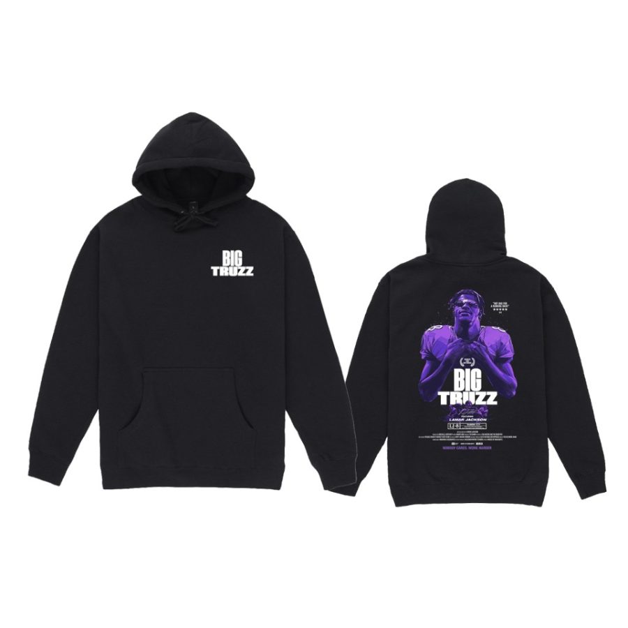 mens ravens lamar jackson black player graphic pullover hoodie