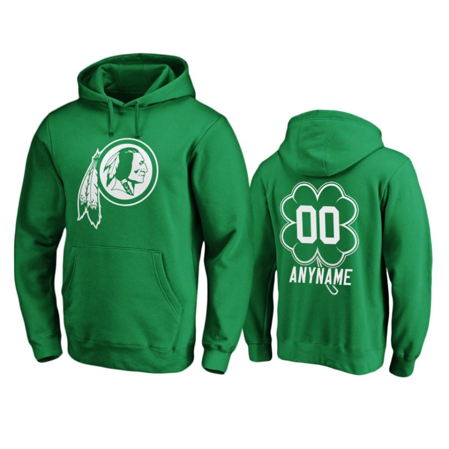 mens redskins custom green st. patricks day white logo hoodie