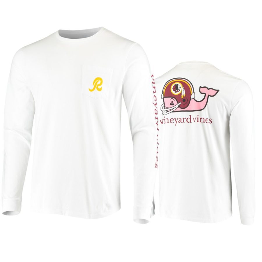 mens redskins white whale helmet long sleeve t shirt