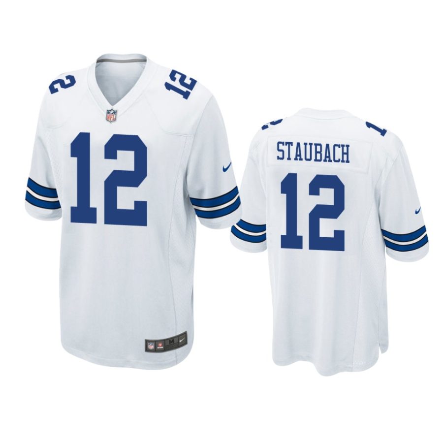 mens roger staubach cowboys white game jersey