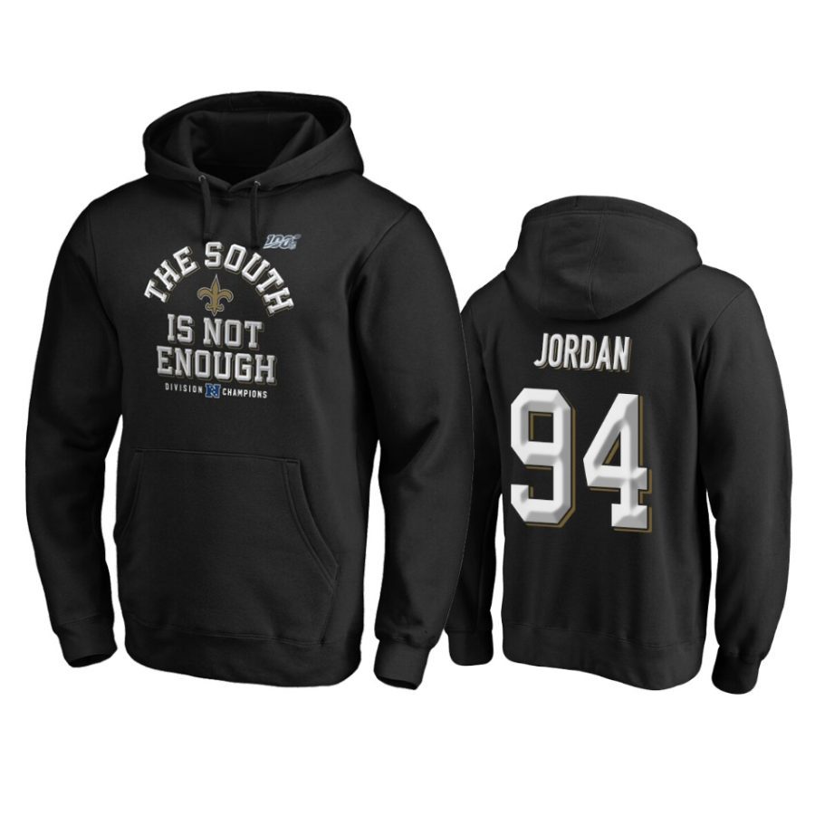 mens saints cameron jordan black 2019 nfc south division champions cover two pullover hoodie