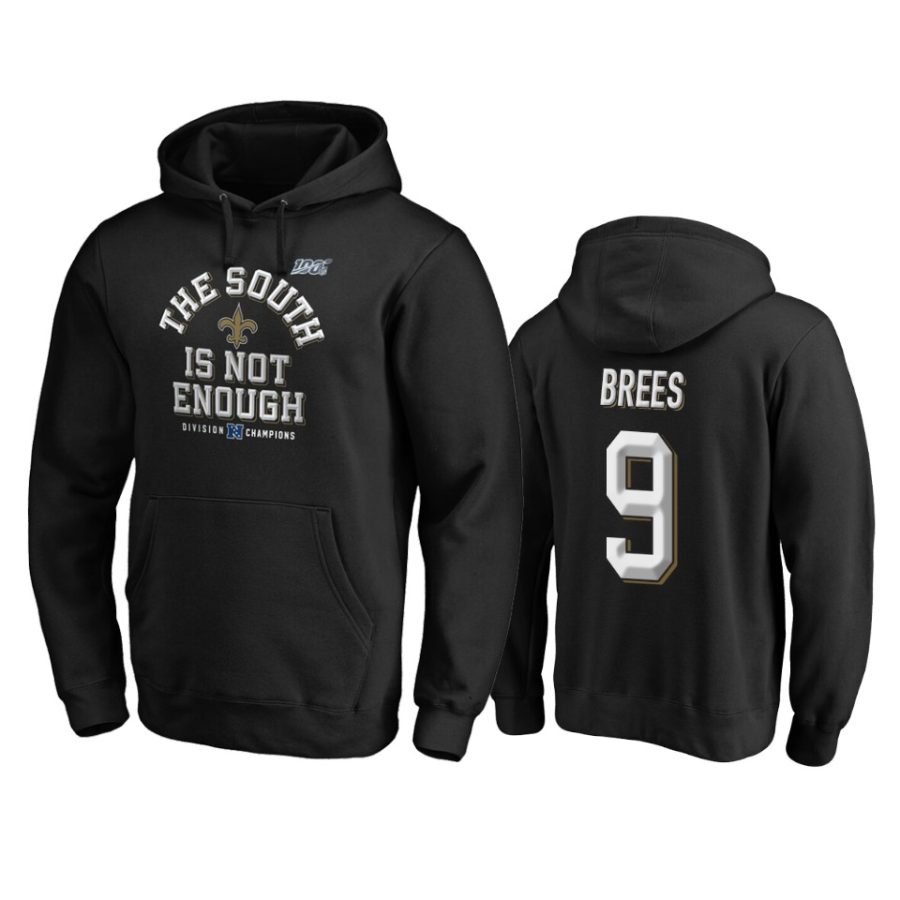 mens saints drew brees black 2019 nfc south division champions cover two pullover hoodie