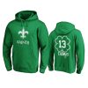 mens saints michael thomas green st. patricks day white logo hoodie