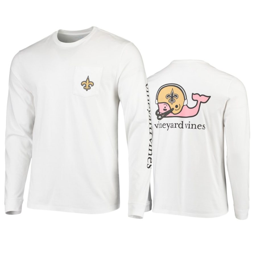 mens saints white whale helmet long sleeve t shirt