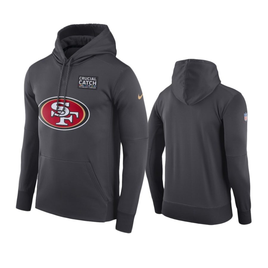 mens san francisco 49ers anthracite crucial catch performance hoodie