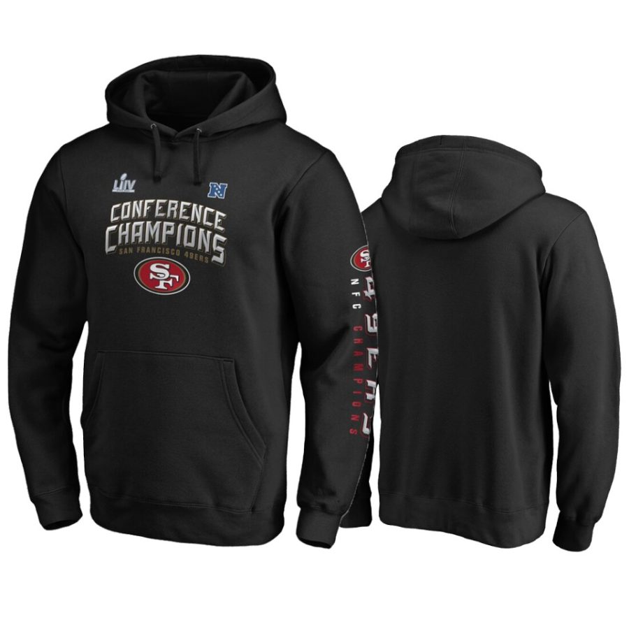 mens san francisco 49ers black 2019 nfc champions end around 2 hit pullover hoodie