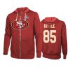 mens san francisco 49ers george kittle scarlet super bowl liv full zip hoodie