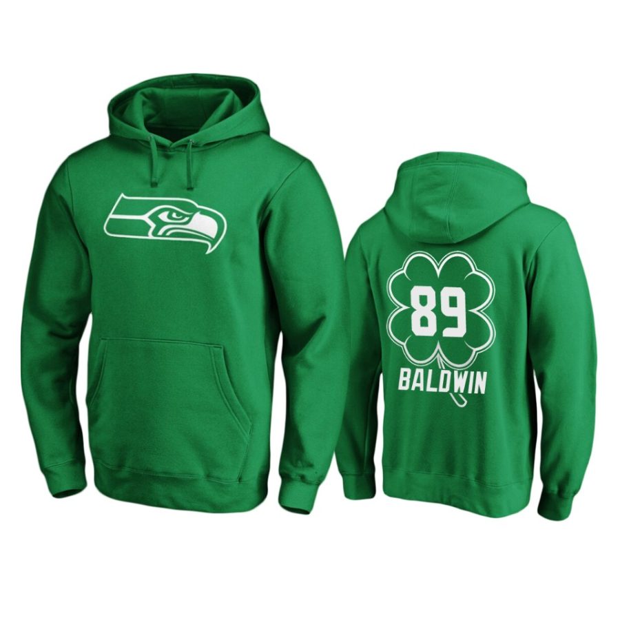 mens seahawks doug baldwin green st. patricks day white logo hoodie