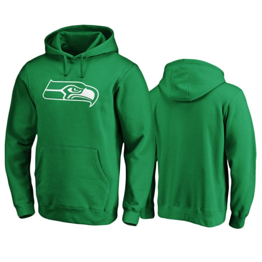 mens seahawks green st. patricks day white logo hoodie