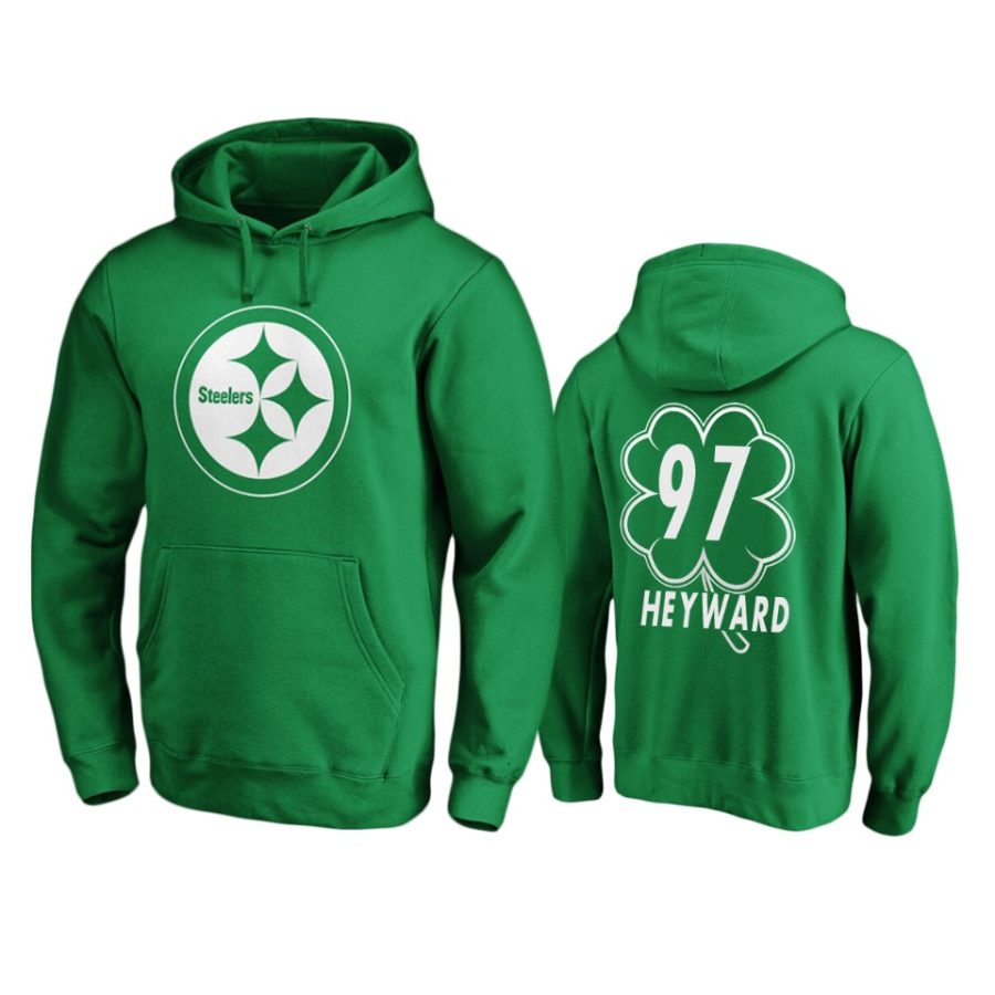 mens steelers cameron heyward green st. patricks day white logo hoodie