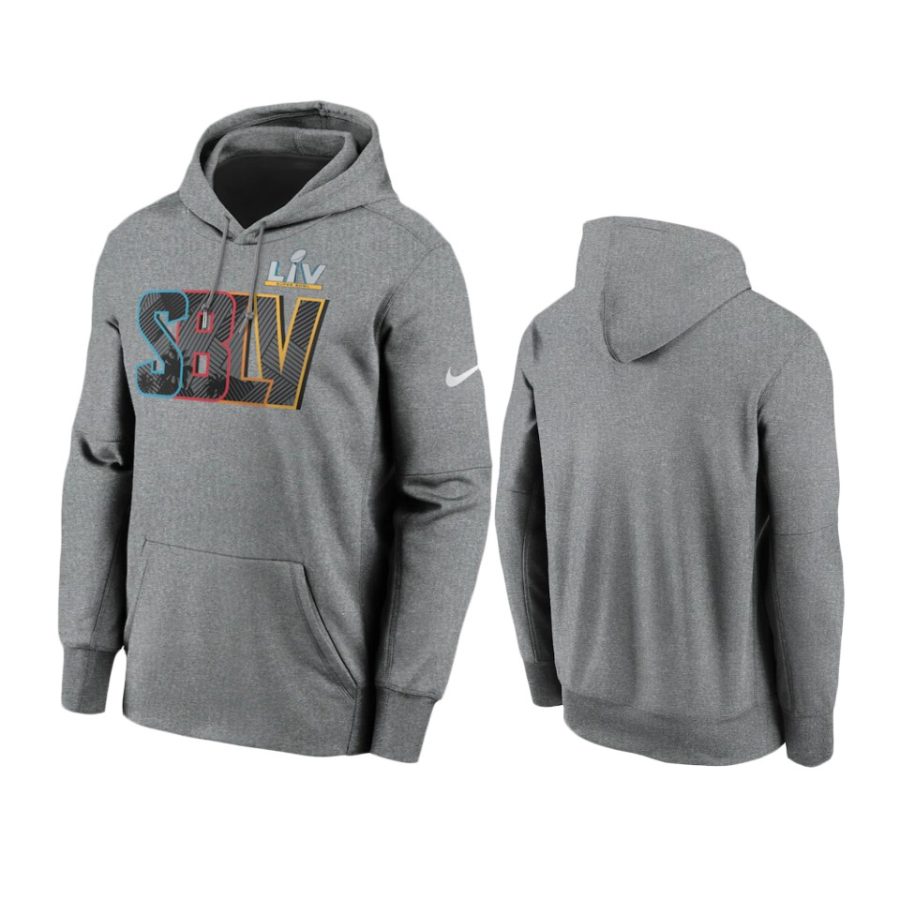 mens super bowl lv charcoal overlap pullover hoodie