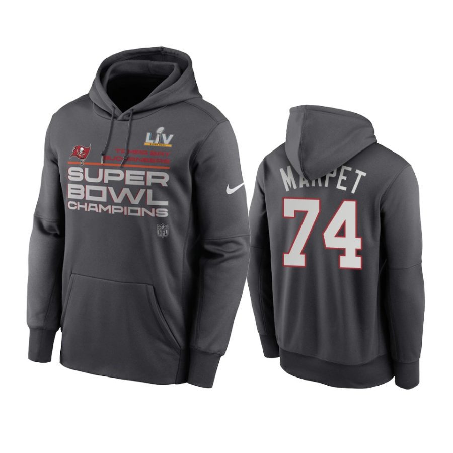 mens tampa bay buccaneers ali marpet anthracite super bowl lv champions trophy hoodie