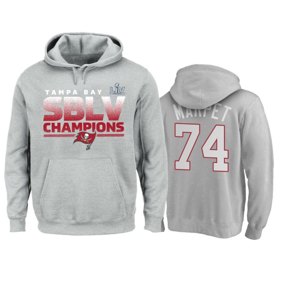 mens tampa bay buccaneers ali marpet gray super bowl lv champions kickoff hoodie