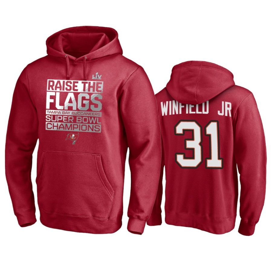 mens tampa bay buccaneers antoine winfield jr. red super bowl lv champions parade celebration hoodie