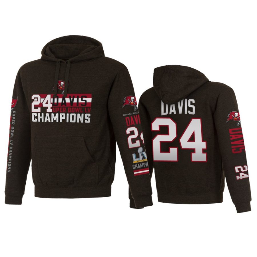 mens tampa bay buccaneers carlton davis charcoal super bowl lv champions name number hoodie