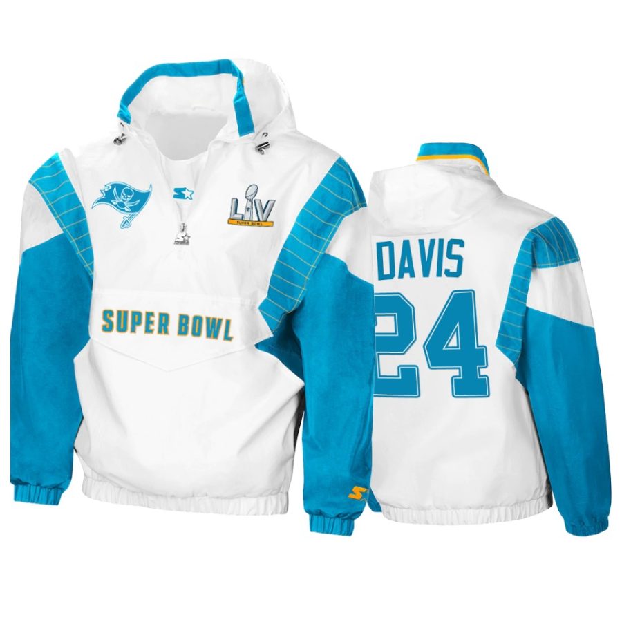 mens tampa bay buccaneers carlton davis white teal super bowl lv crinkle hoodie